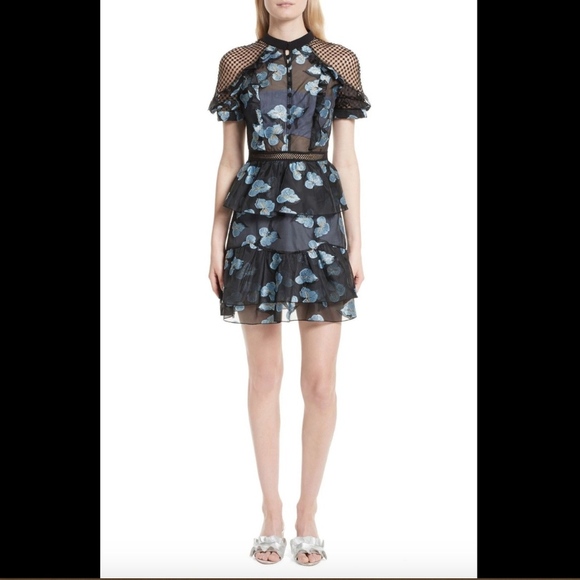 NEW! Self-Portrait Ruffle‎ Fil Coupé Minidress [SZ US 2] - Picture 1 of 12